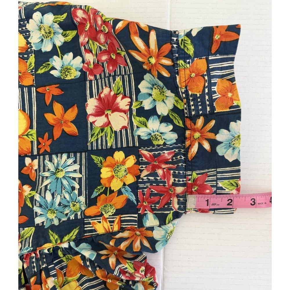 Women's Vintage-Style Colorful Floral Patchwork Patio Dress with Pockets Size 1X - Picture 5 of 7